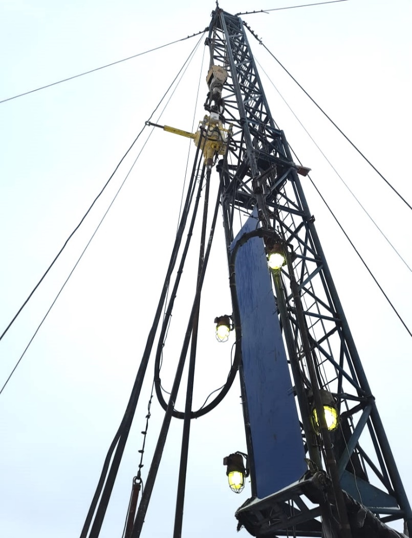 Workover rig on site